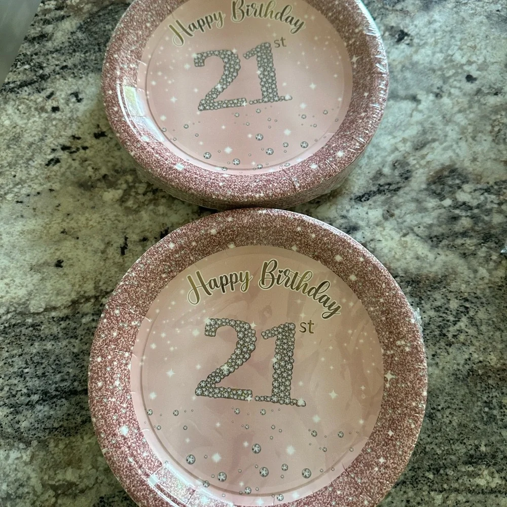 Rose Gold 21st Birthday Party Supplies Set
